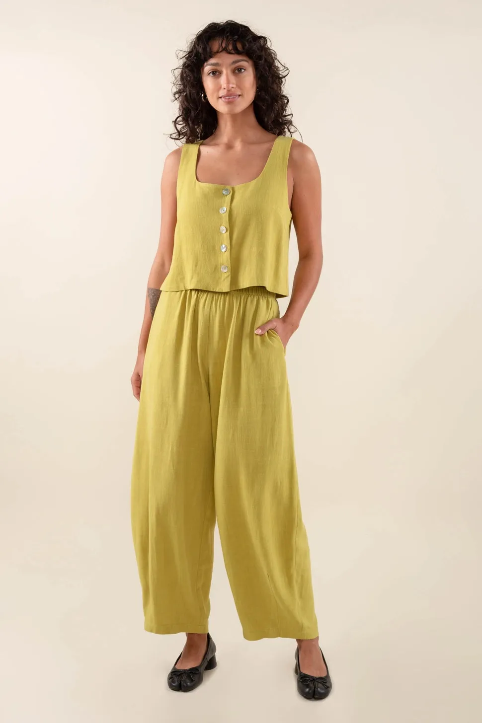 Kiwi Linen Vest Top