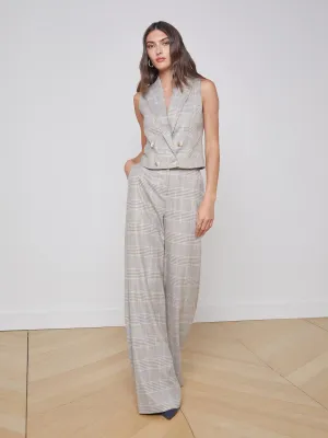 L'Agence - Pilar Wide Leg Pant - Ivory/Neutral Multicolor