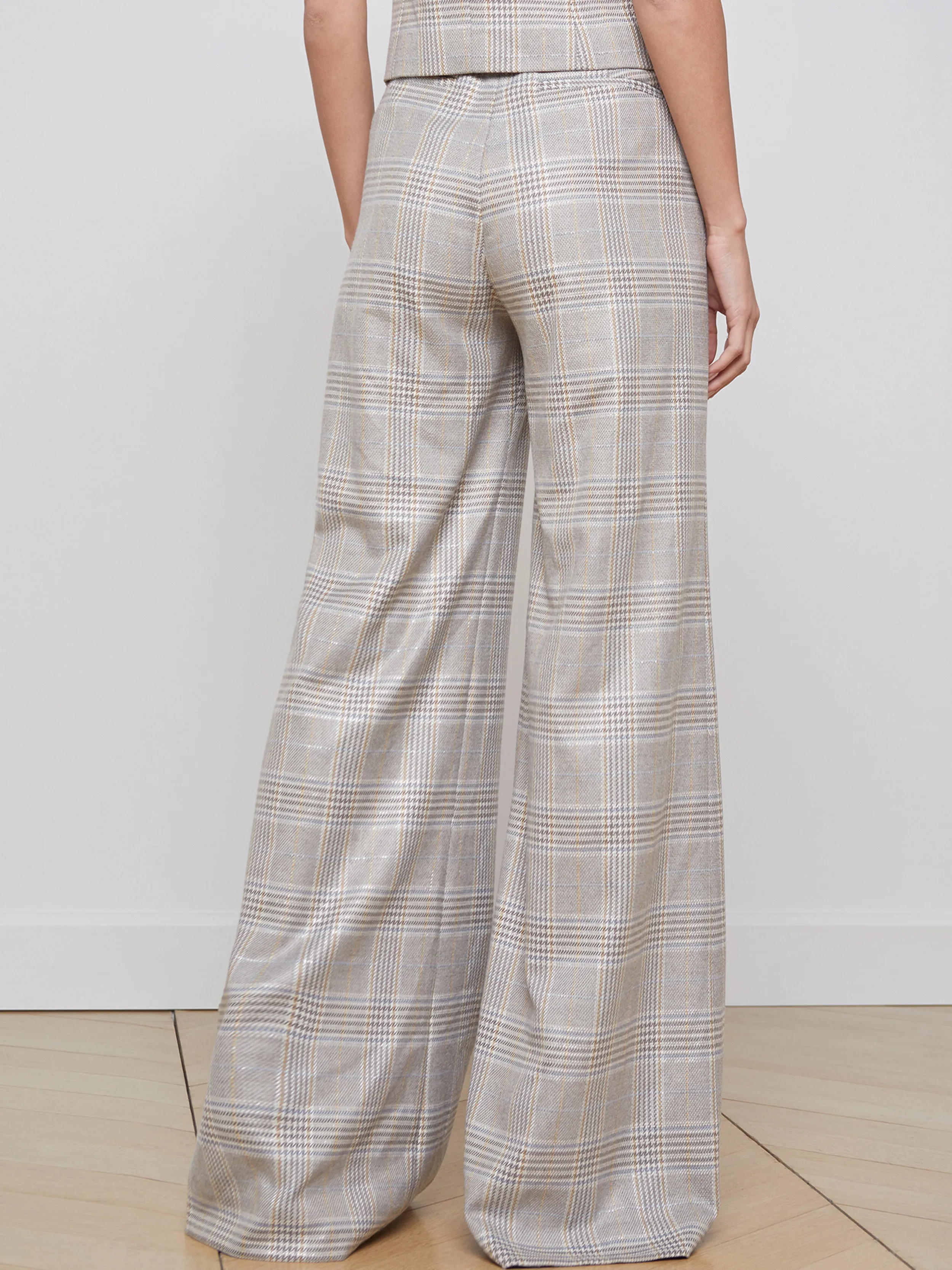 L'Agence - Pilar Wide Leg Pant - Ivory/Neutral Multicolor