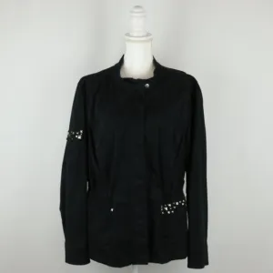 Lane Bryant Women's Size 22/24 Black Studded Full Zip Stretch Utility Jacket