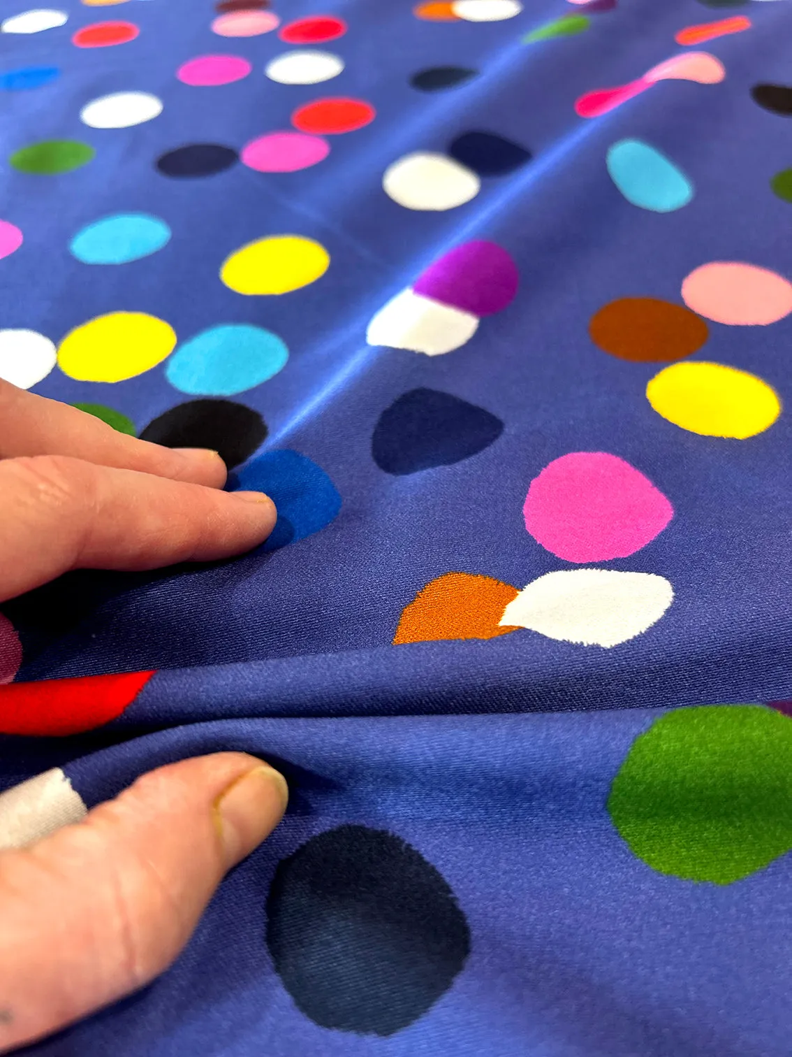 Large Confetti (blue) LINEN COTTON (CUT PIECE 1.2M )