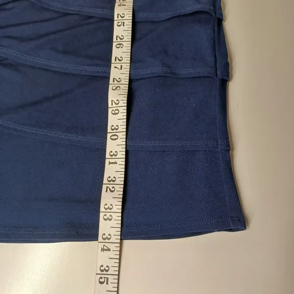 LAUNDRY BY SHELLI SEGAL Navy Blue Tulip Tiered Sleeveless Cocktail Dress 2 XS