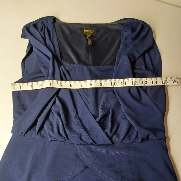 LAUNDRY BY SHELLI SEGAL Navy Blue Tulip Tiered Sleeveless Cocktail Dress 2 XS