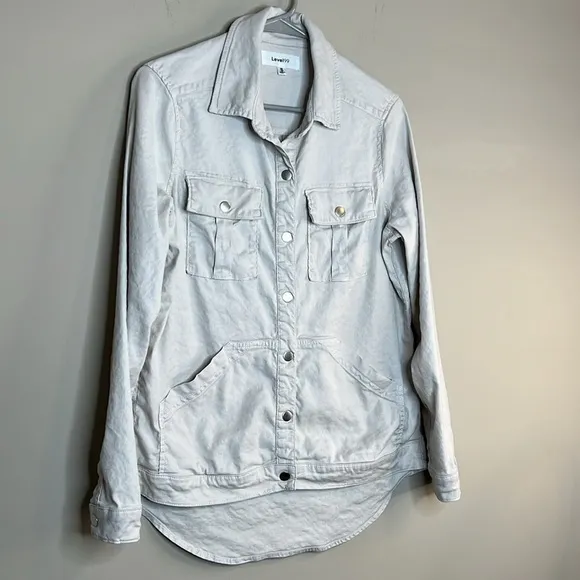 Level 99 Women's Linen Blend Evereve Utility Shacket Size Small