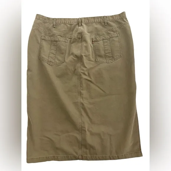 Levi's Surplus Olive Green Denim Midi Skirt 100% Cotton Y2K, size 24