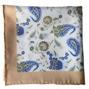 Light Paisley Pocket Square 100% Silk