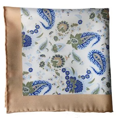 Light Paisley Pocket Square 100% Silk