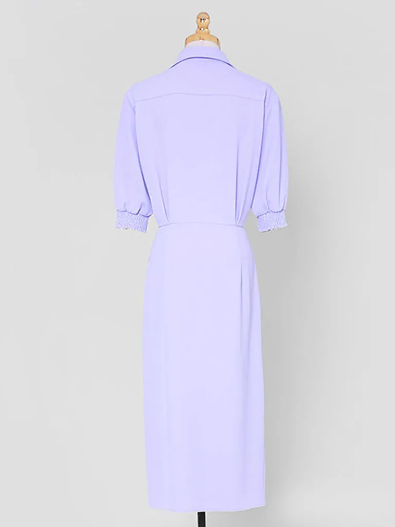 Light Purple V Neck Tulip Hem 1960S Vintage Dress