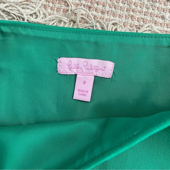Lilly Pulitzer Arizona Skirt Pleated Slit Front Emerald Green Size 8