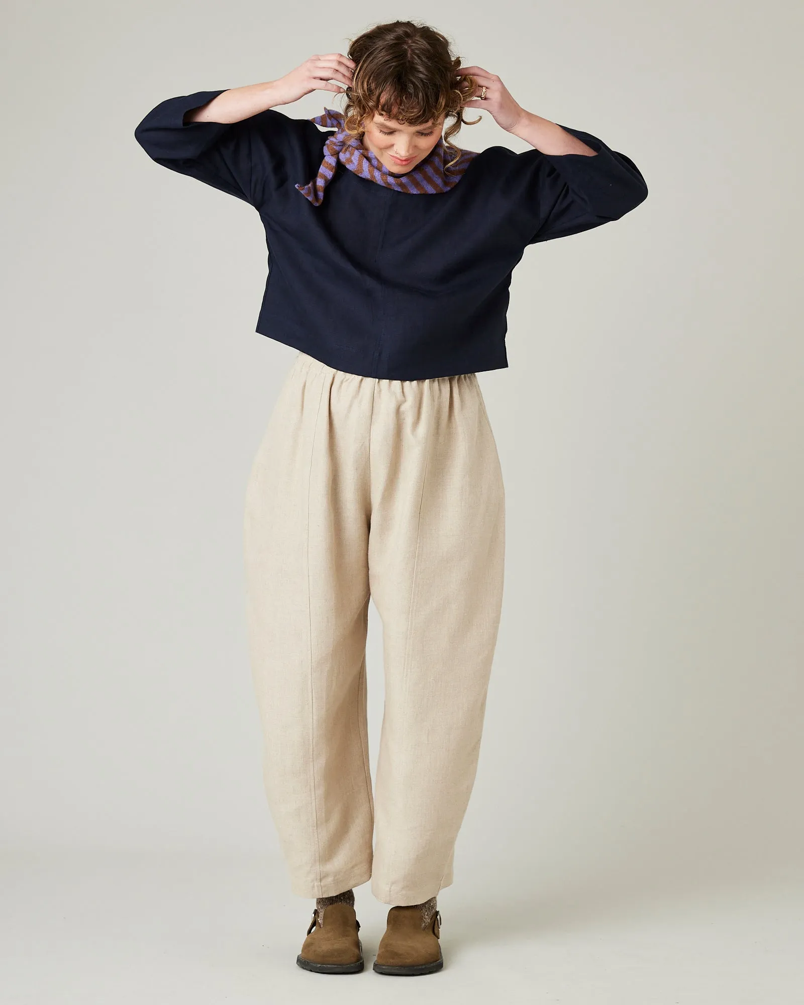 Lily Navy Linen Top
