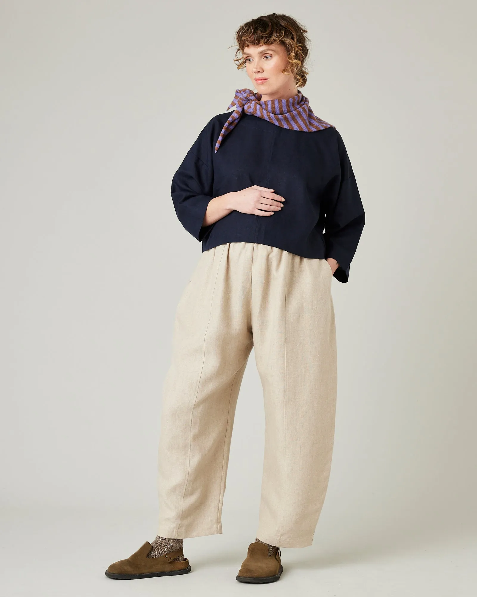 Lily Navy Linen Top