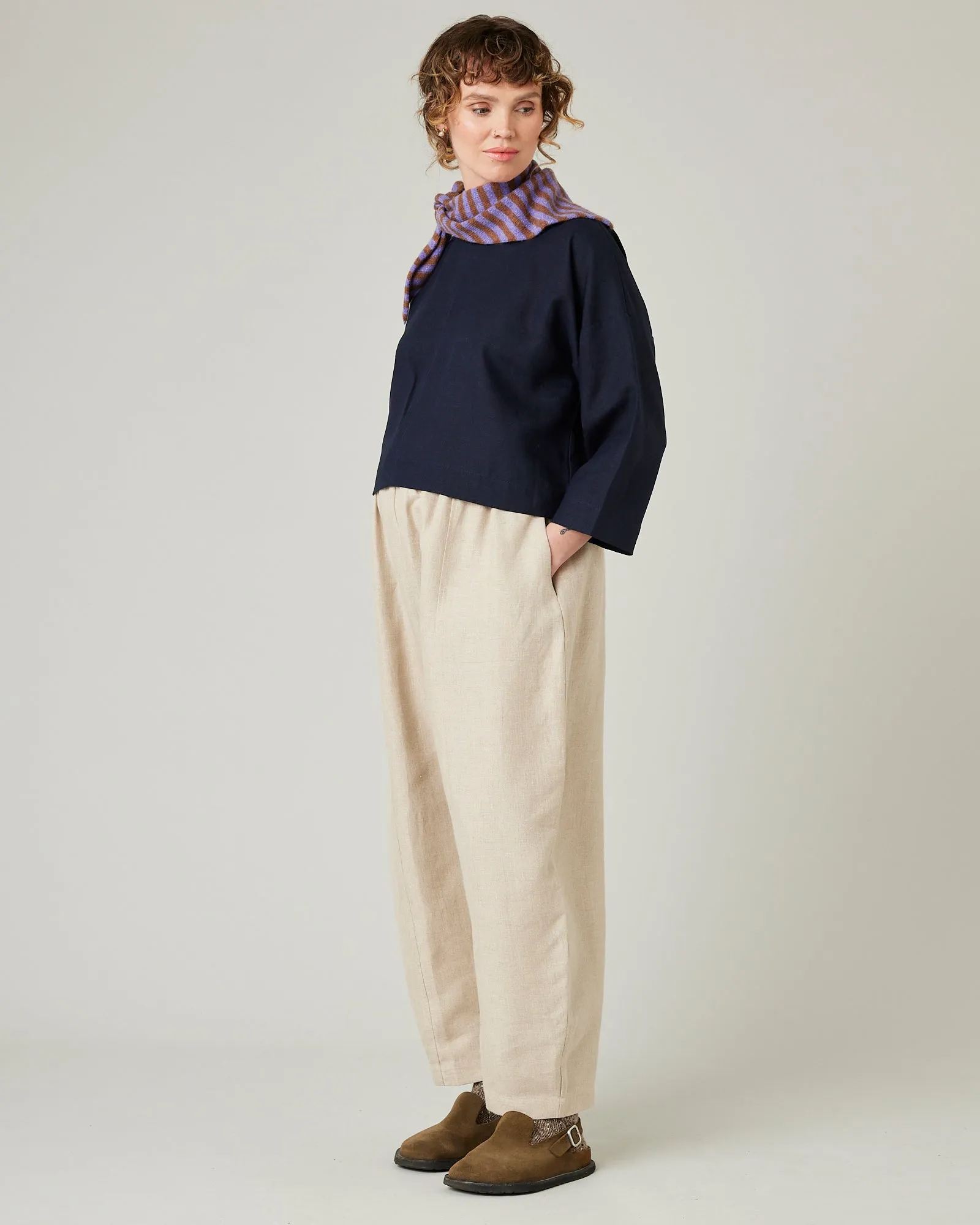 Lily Navy Linen Top