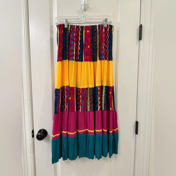 Lindsey Scott Sport Art To Wear 2 Piece Skirt Set Women’s Size 12 Bright Bold