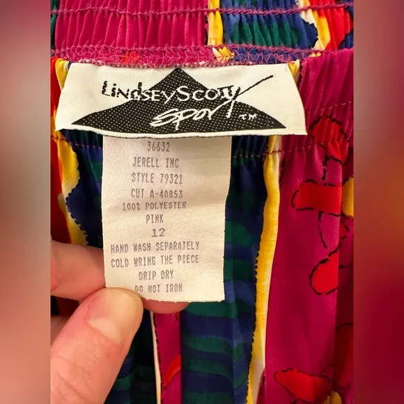 Lindsey Scott Sport Art To Wear 2 Piece Skirt Set Women’s Size 12 Bright Bold
