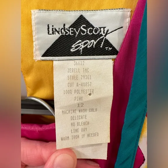 Lindsey Scott Sport Art To Wear 2 Piece Skirt Set Women’s Size 12 Bright Bold