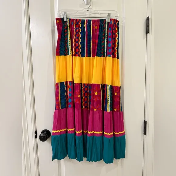 Lindsey Scott Sport Art To Wear 2 Piece Skirt Set Women’s Size 12 Bright Bold