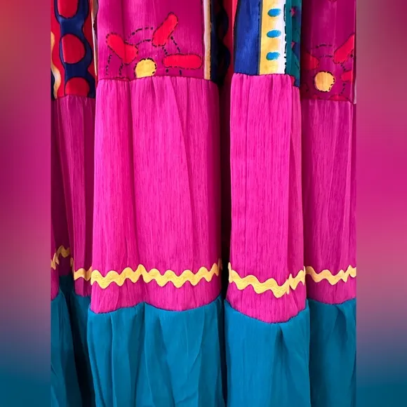 Lindsey Scott Sport Art To Wear 2 Piece Skirt Set Women’s Size 12 Bright Bold