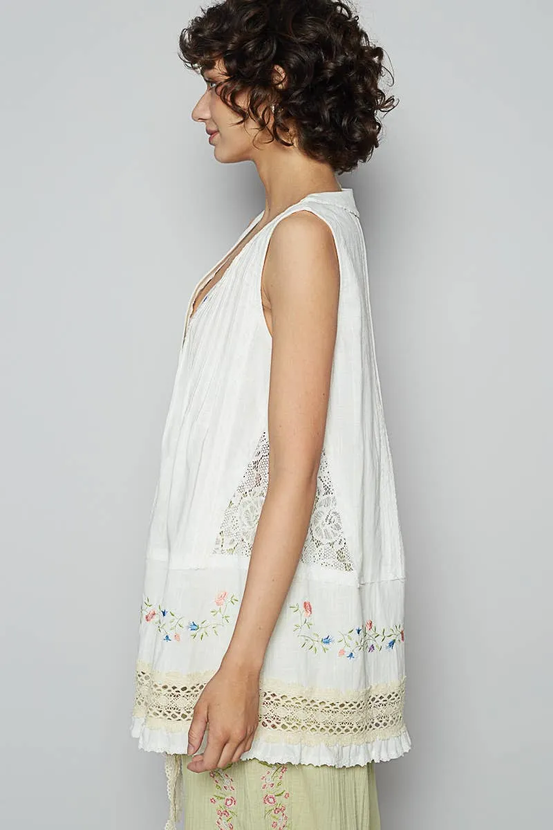 Linen & lace top