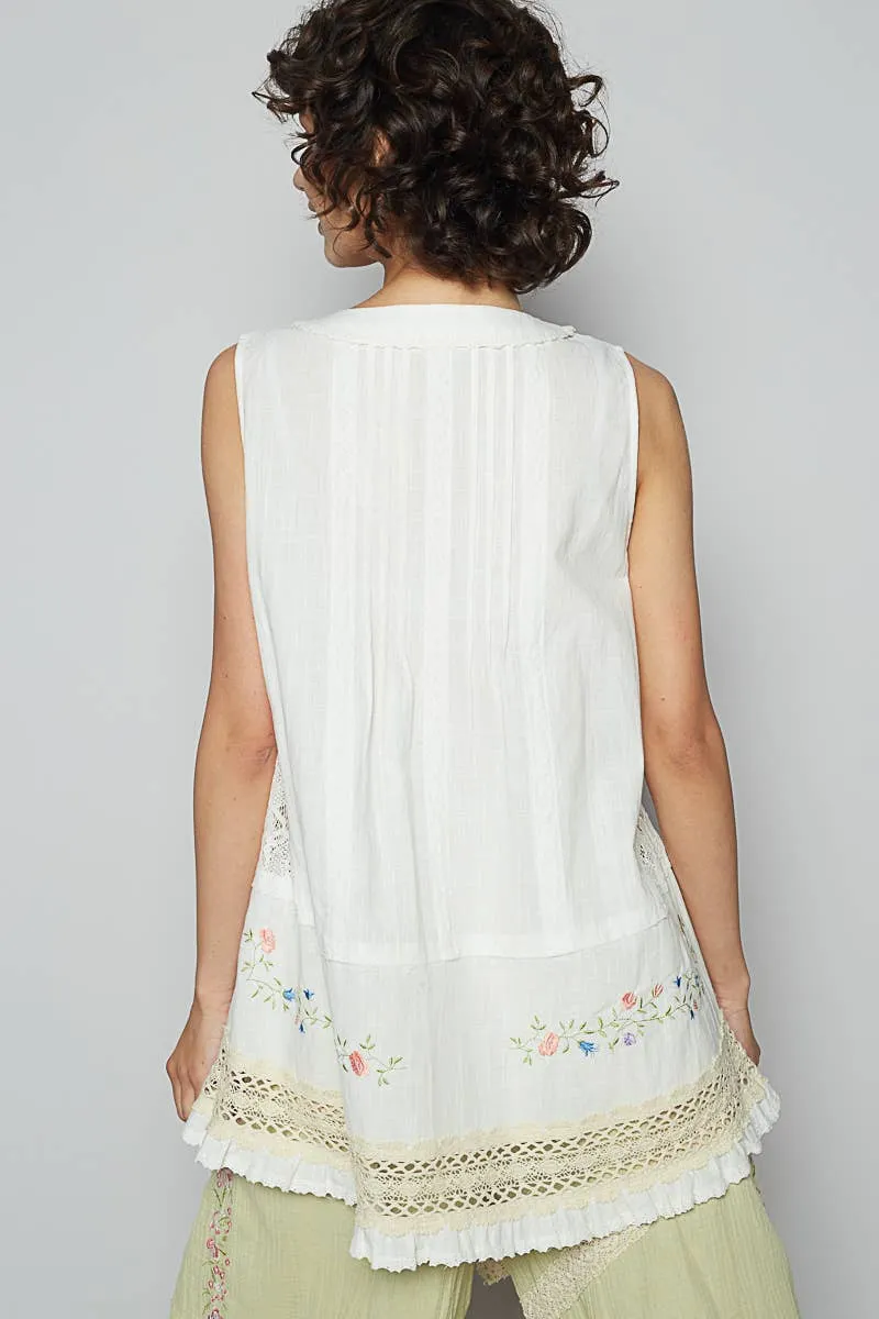 Linen & lace top