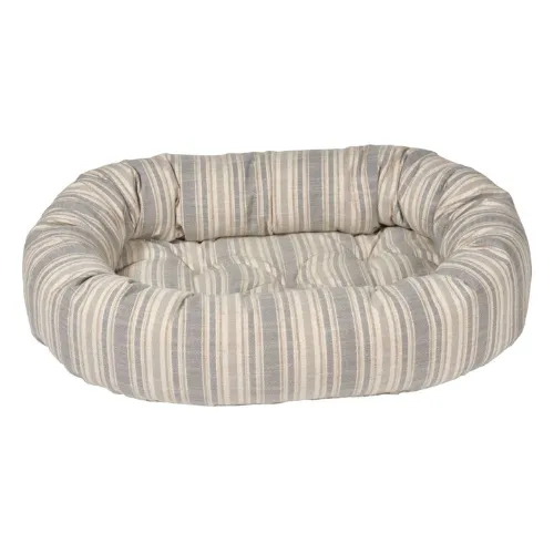 Linen Donut Bolster Dog Bed — Harper Stripe