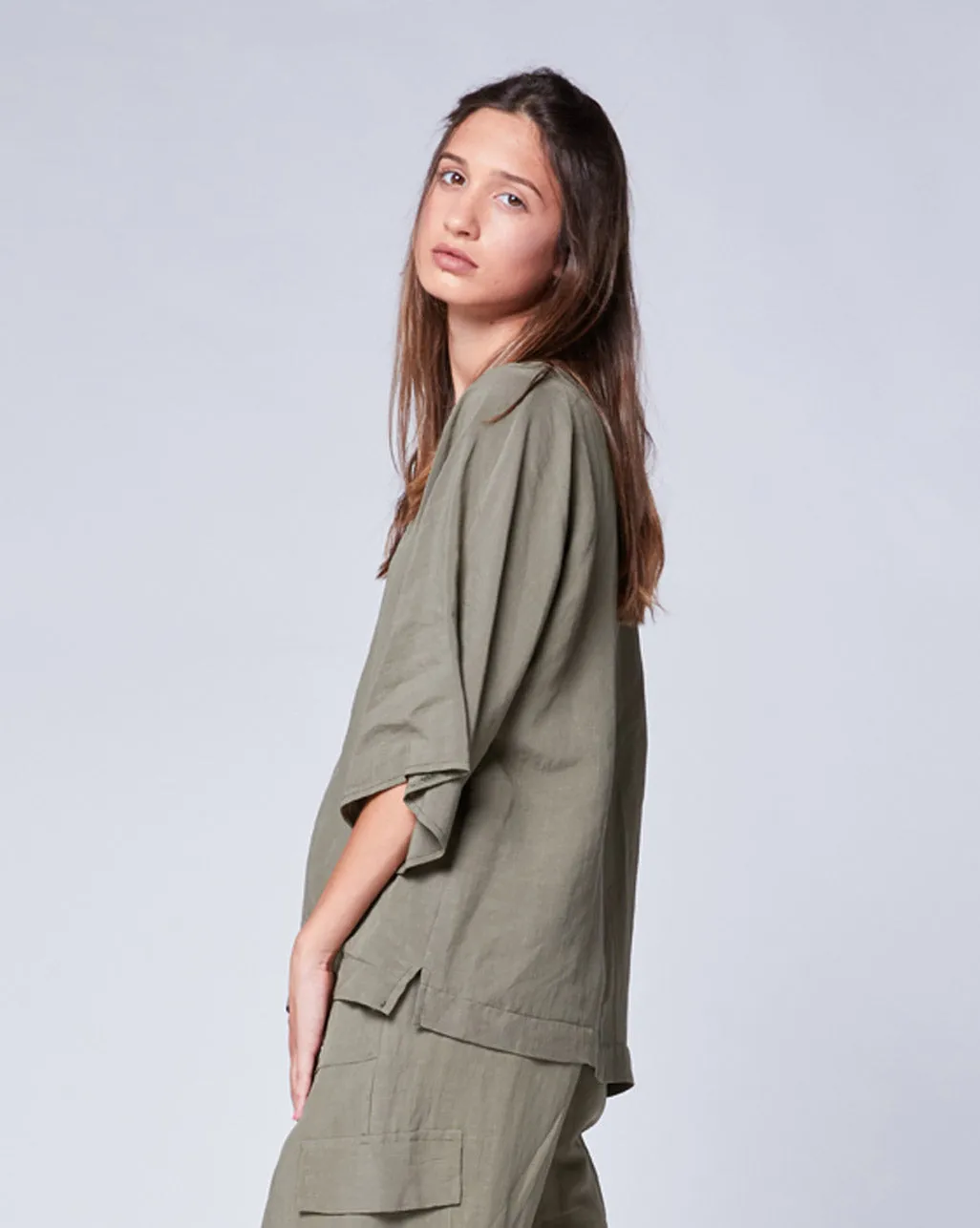 Linen Drop Shoulder Tee
