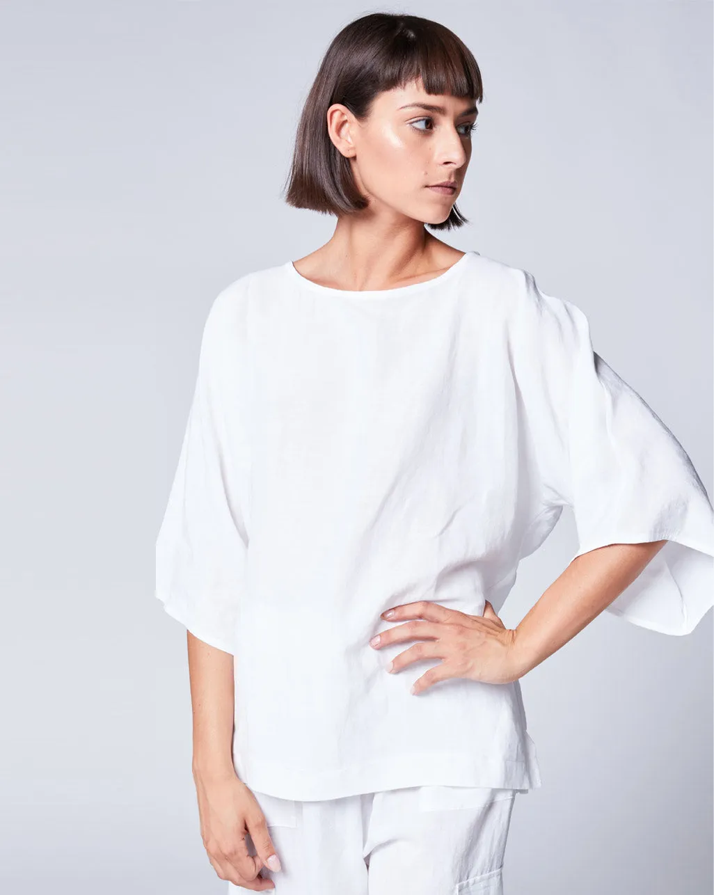 Linen Drop Shoulder Tee