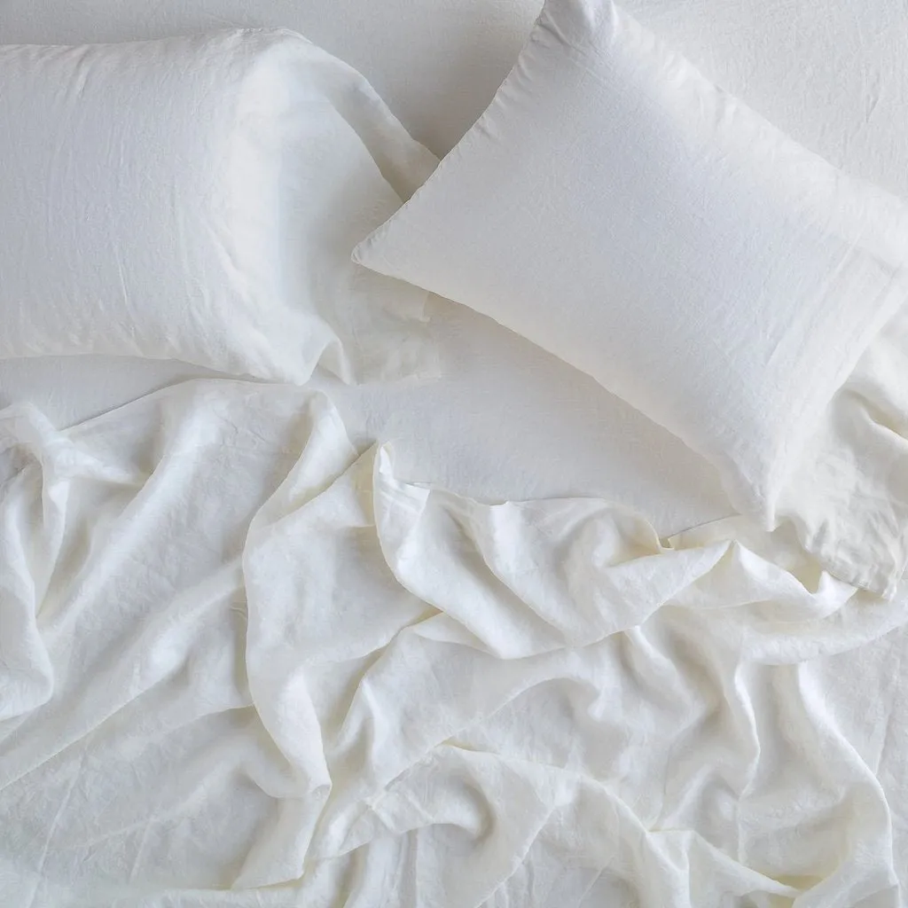 Linen Flat Sheet - Winter White - Queen