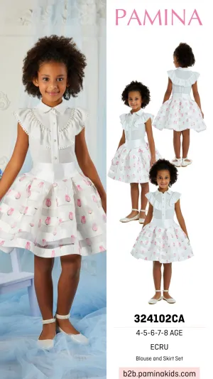 Little Girls Special Occasion Blouse and Skirt Set