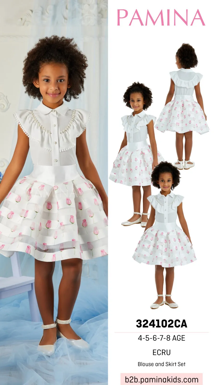 Little Girls Special Occasion Blouse and Skirt Set