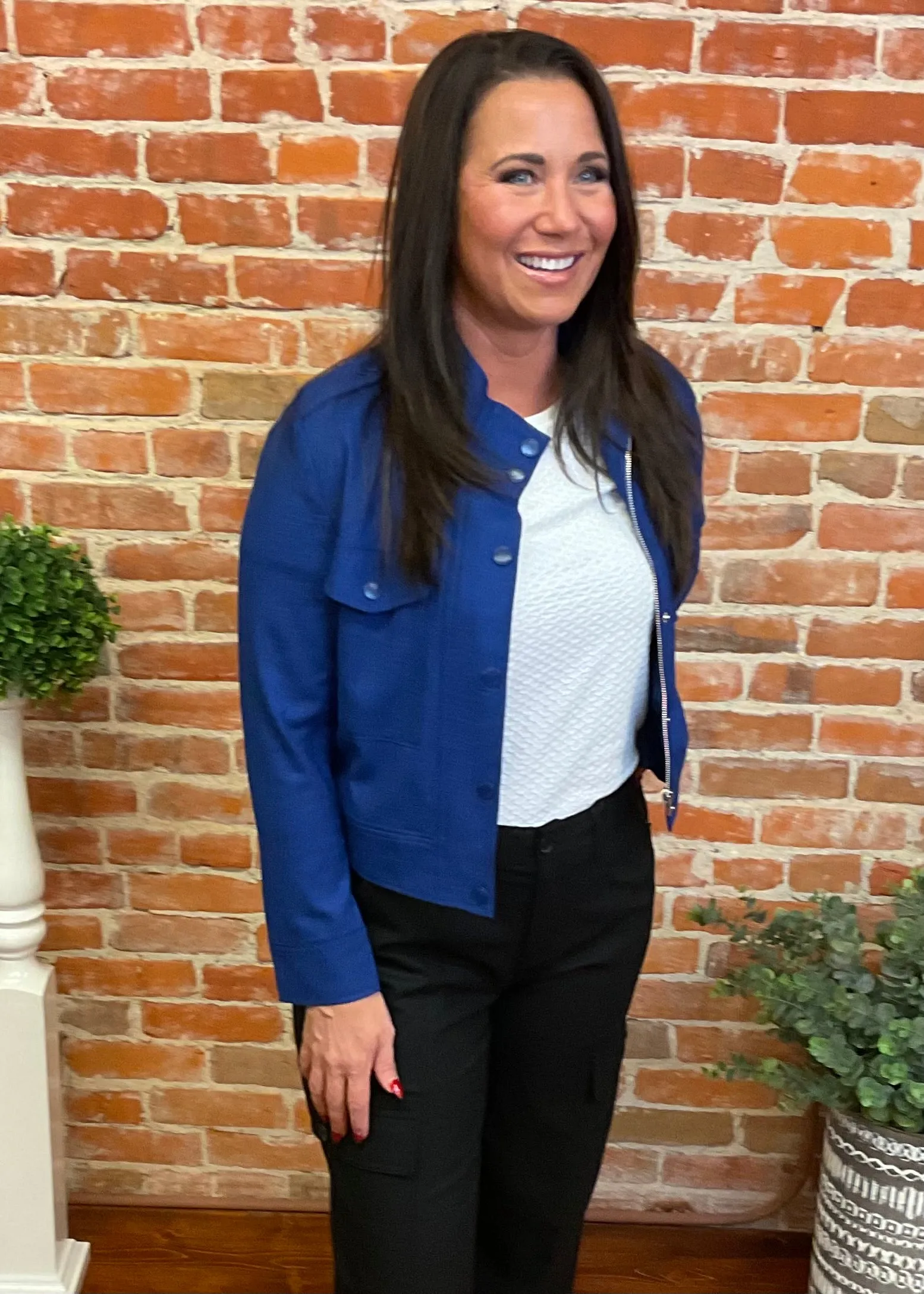 Liverpool Blue Utility Crop Jacket