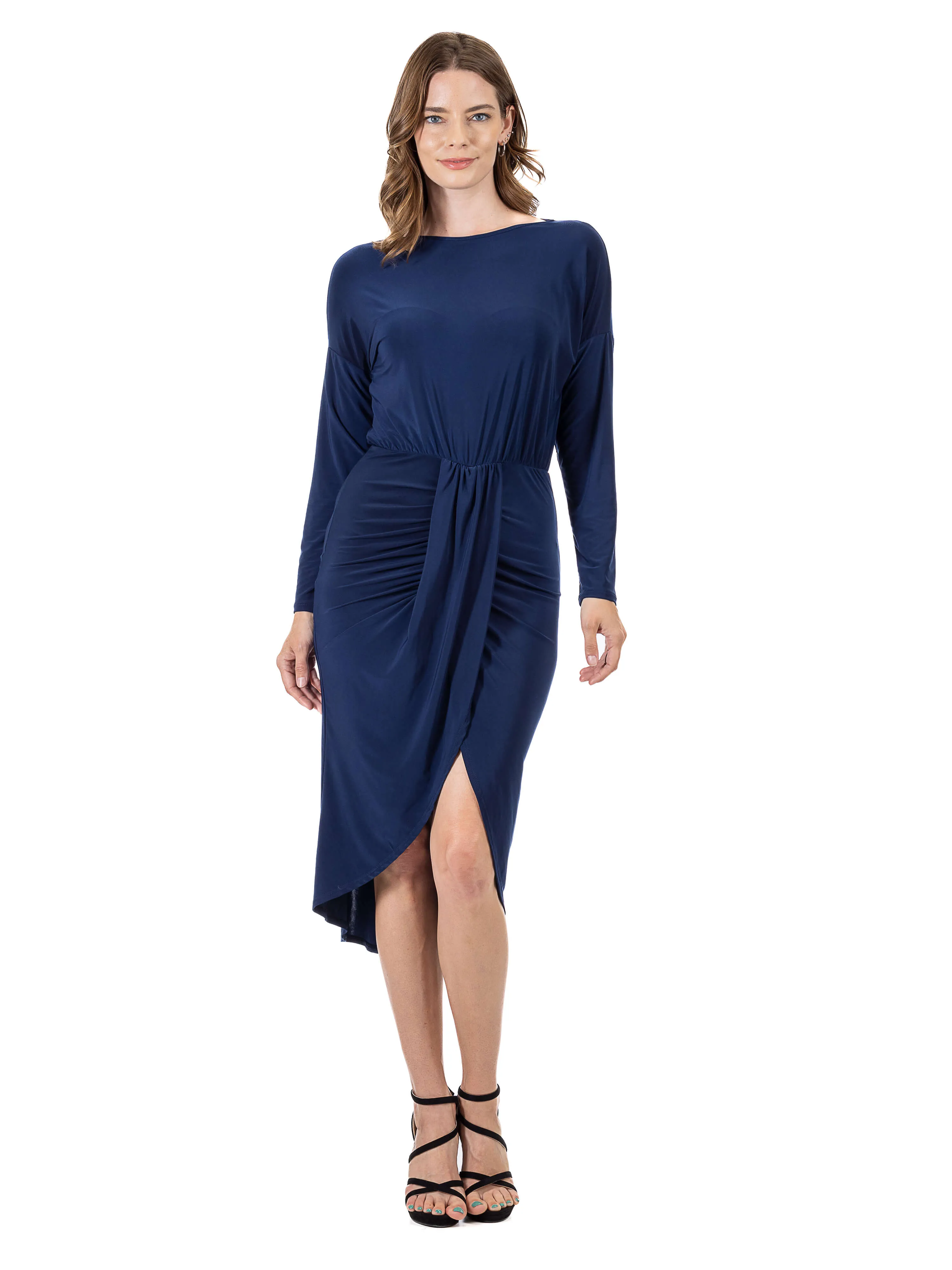 Long Sleeve Dressy Tulip Skirt Knee Length Dress
