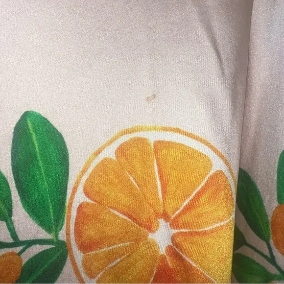 LPA Silk Blend Oversized Citrus Button Up Pajama Inspired Shirt Top Small