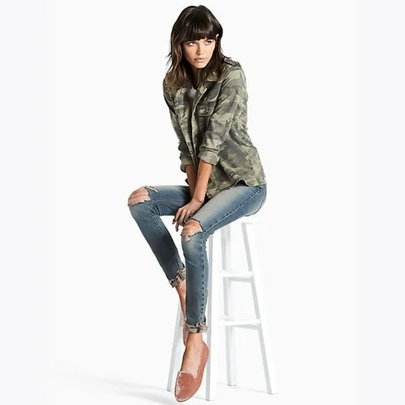 LUCKY BRAND Green Camo Utility Shirt Jacket sz S