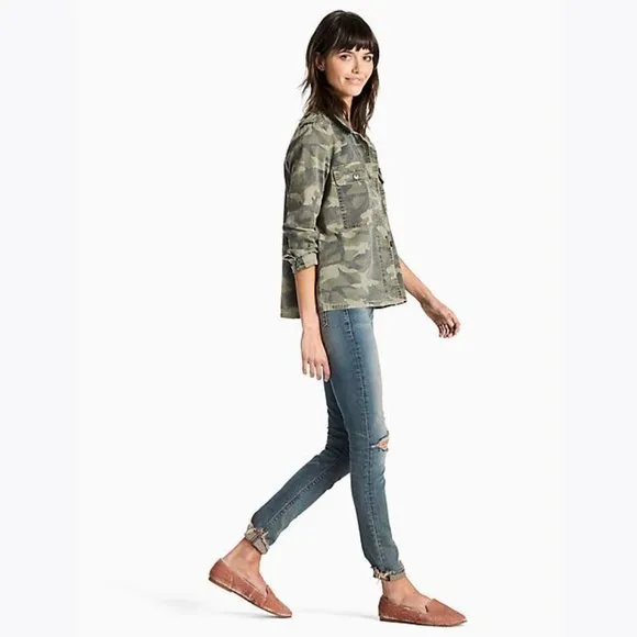 LUCKY BRAND Green Camo Utility Shirt Jacket sz S