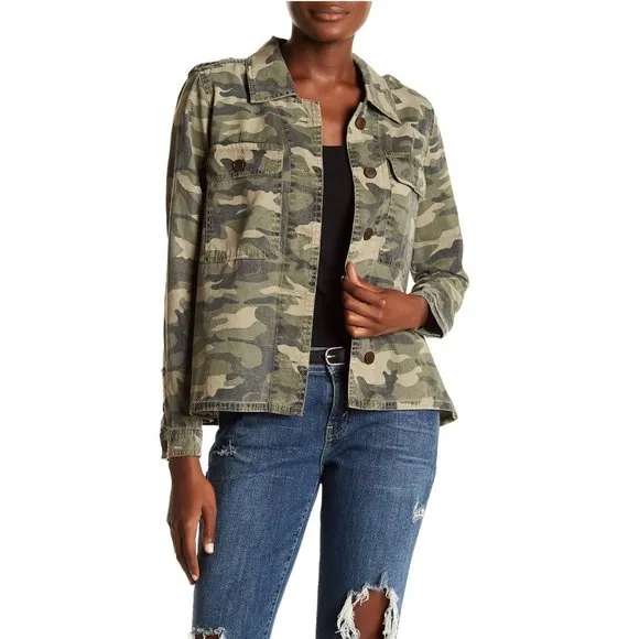 LUCKY BRAND Green Camo Utility Shirt Jacket sz S