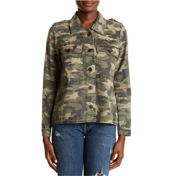 LUCKY BRAND Green Camo Utility Shirt Jacket sz S
