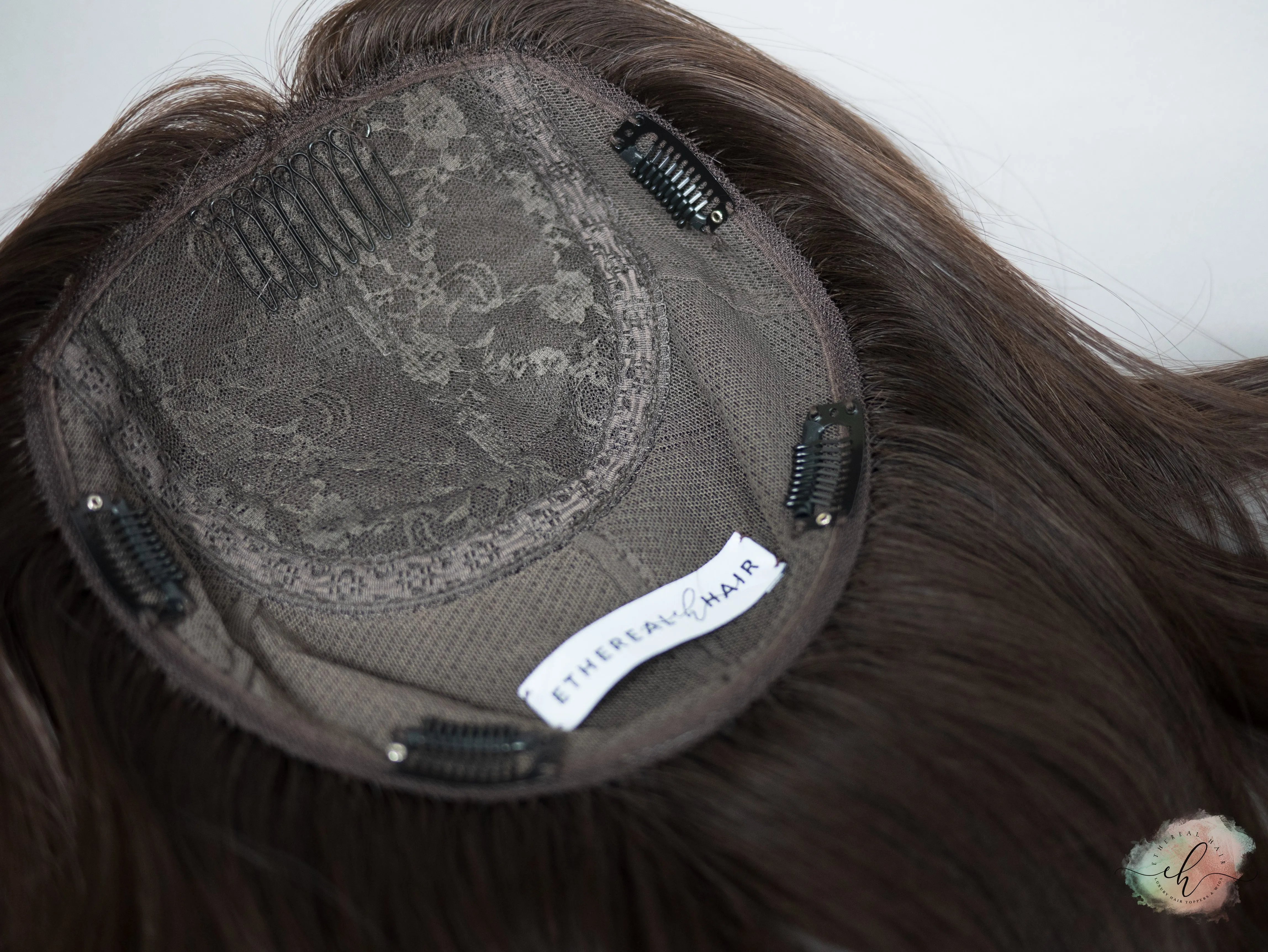 “LUNA" Premium Topper: Silk Top, Handtied Cap, 8x8, 20"