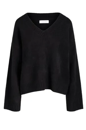 Luxe V Neck Sweater in Black