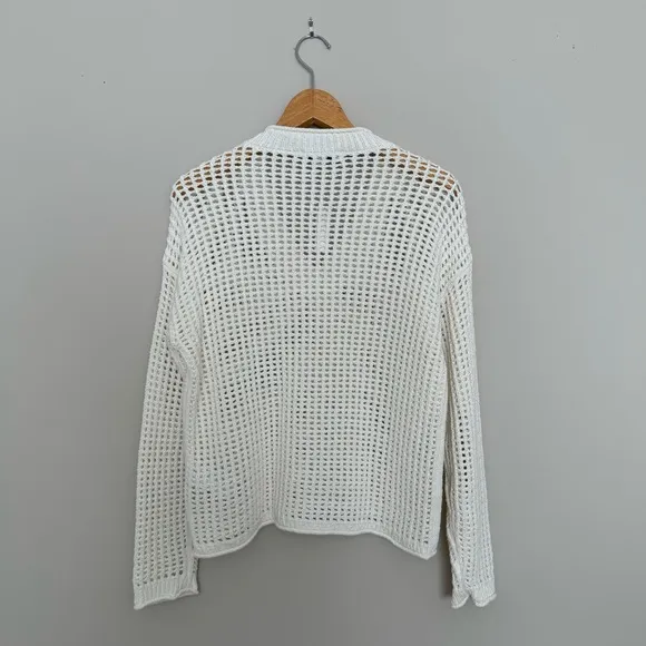 Madewell Open-Stitch V-Neck Pullover Sweater