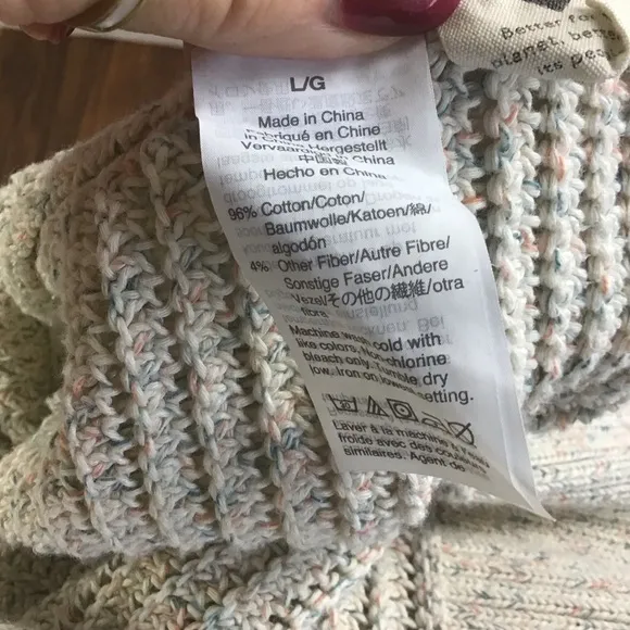 Madewell Rainbow Marled Seville Sweater V Neck Bell Sleeves Size L Marled Beach