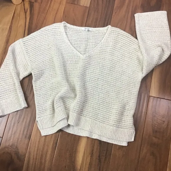 Madewell Rainbow Marled Seville Sweater V Neck Bell Sleeves Size L Marled Beach