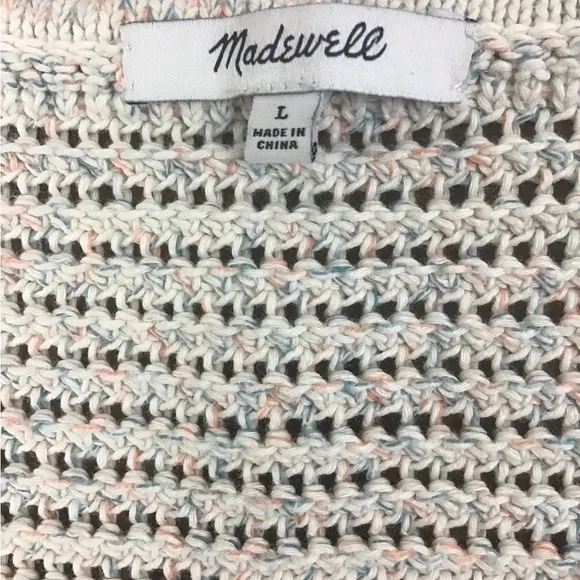 Madewell Rainbow Marled Seville Sweater V Neck Bell Sleeves Size L Marled Beach