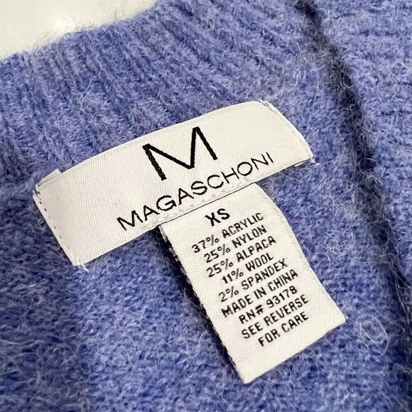Magaschoni Women's Blue Wool Alpaca Blend V-Neck Sweater Size XS