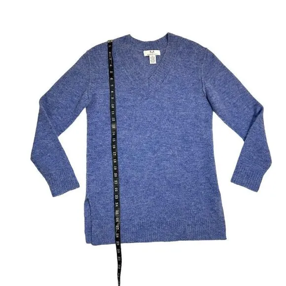 Magaschoni Women's Blue Wool Alpaca Blend V-Neck Sweater Size XS