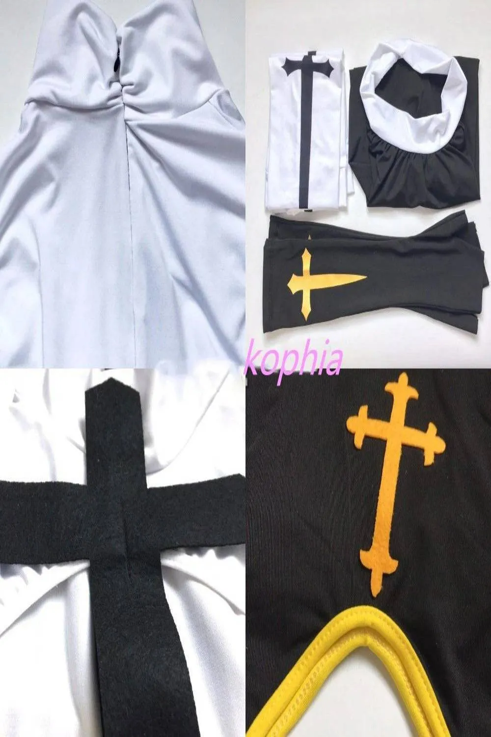 Make Him Confess Sexy Nun Cosplay Costume Dress - Black, S - 3XL