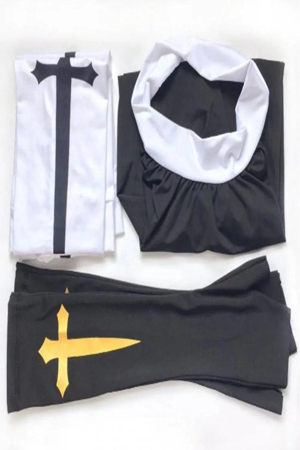 Make Him Confess Sexy Nun Cosplay Costume Dress - Black, S - 3XL