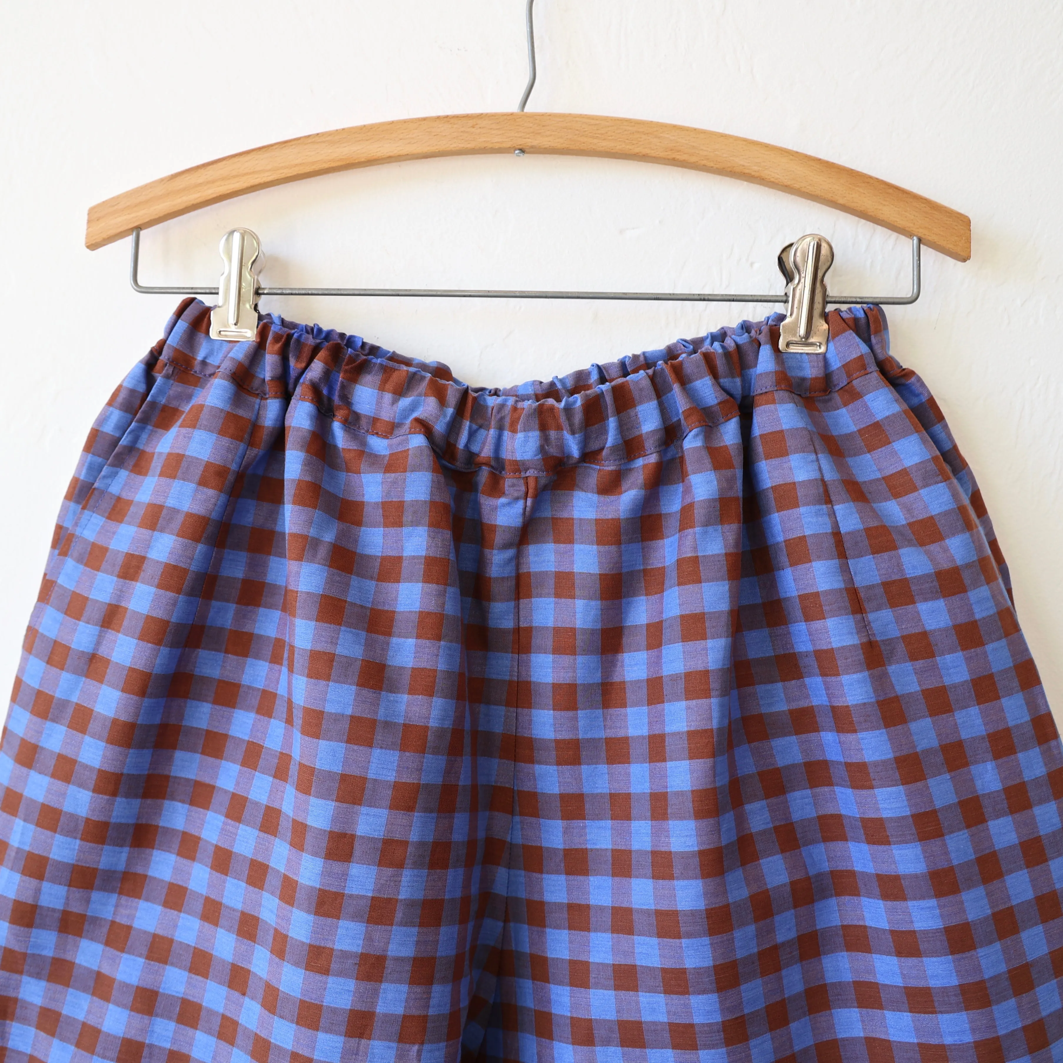 Makié Linen Pants - Blue/Brown Gingham