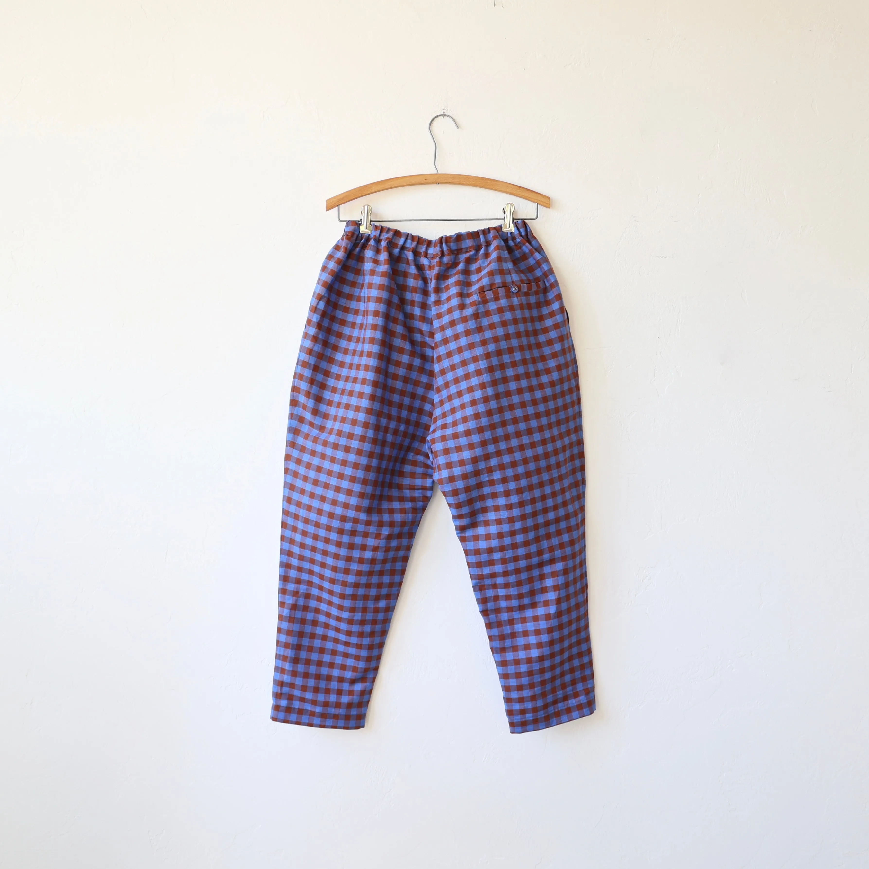 Makié Linen Pants - Blue/Brown Gingham
