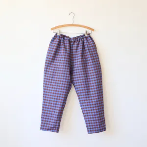 Makié Linen Pants - Blue/Brown Gingham
