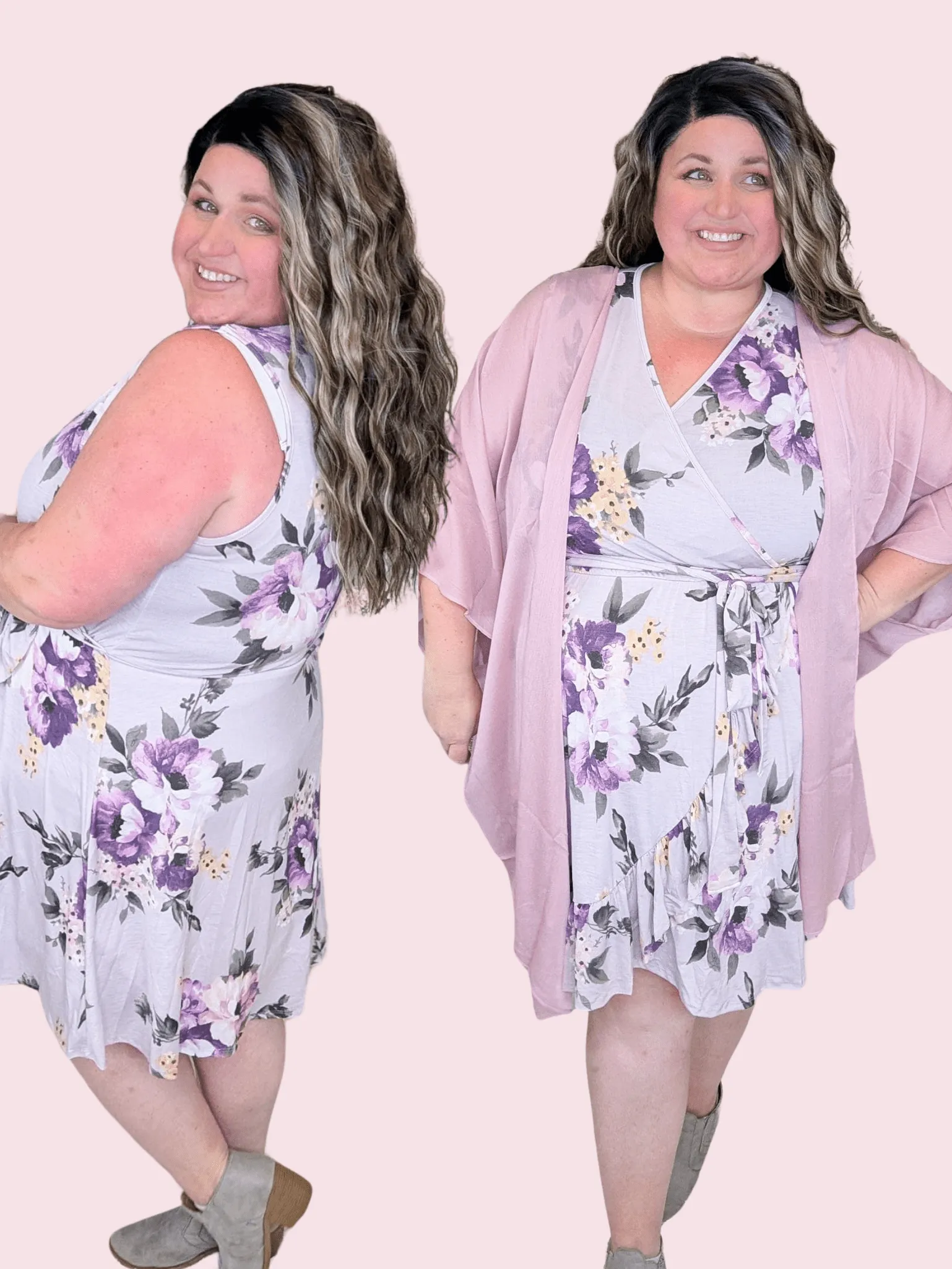 Marcie Crossover Dress in Lilac Floral
